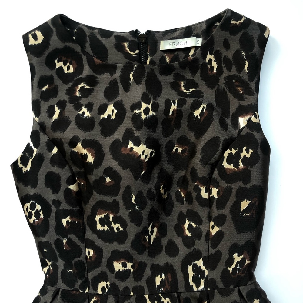 Sleeveless Leopard Print Mini Dress W/ Pleats